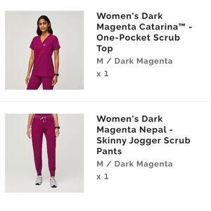 Figs dark magenta scrub set